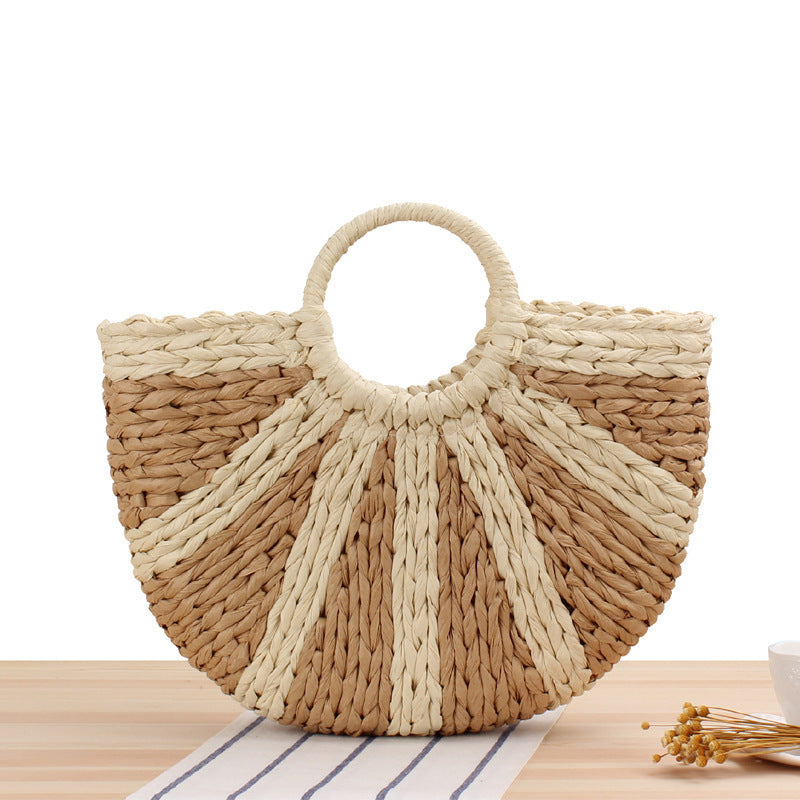 Elegante Strohtasche mit Festem Griff Brehn