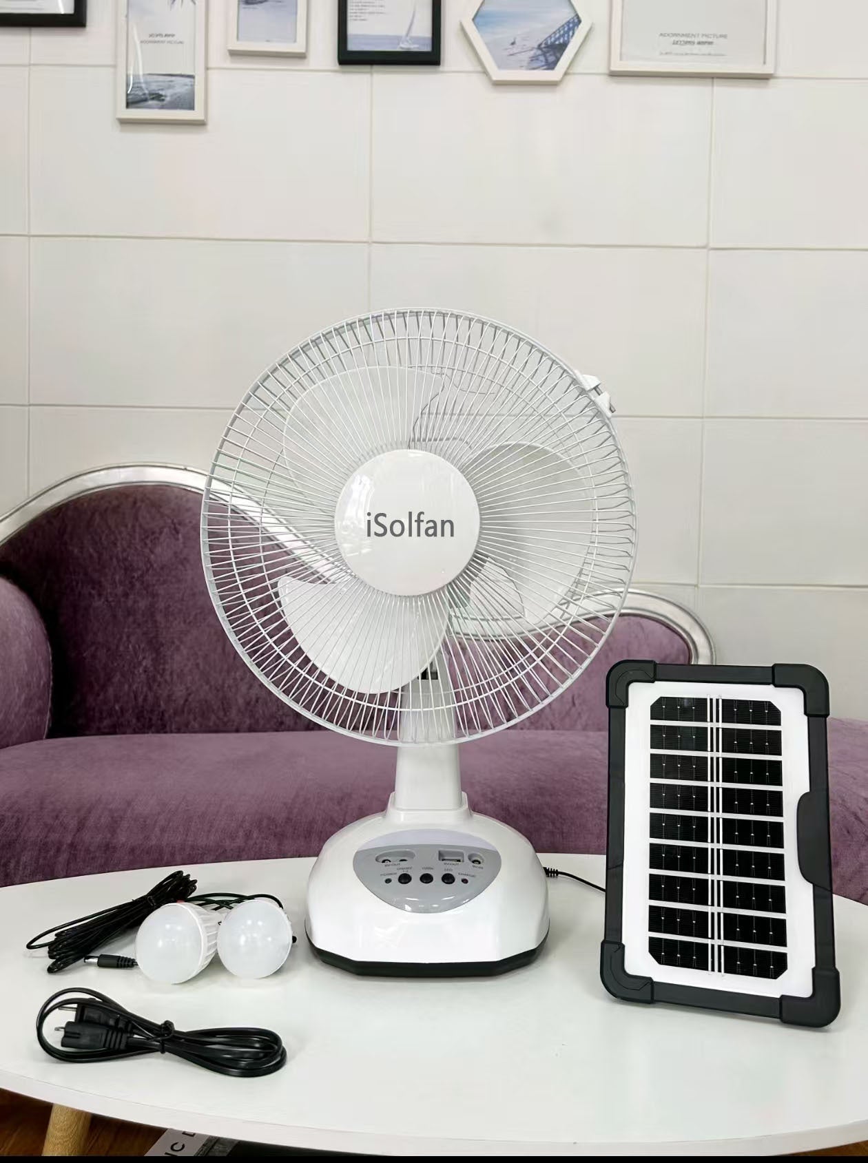 Damen tragbarer Solarbetriebener Ventilator mit integriertem Lichtsystem Brehn