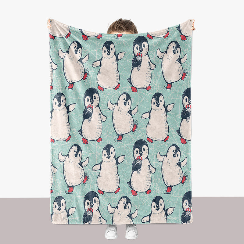 Pinguin-Themen-Plüsch-Wurfdecke