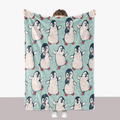 Pinguin-Themen-Plüsch-Wurfdecke