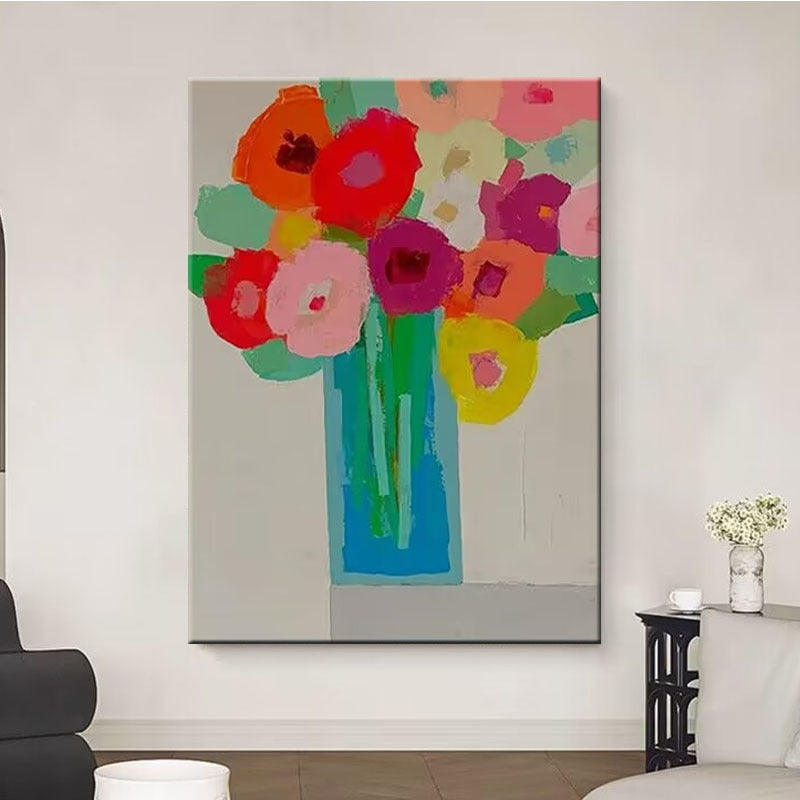 Farbenfrohe florale Leinwandkunst