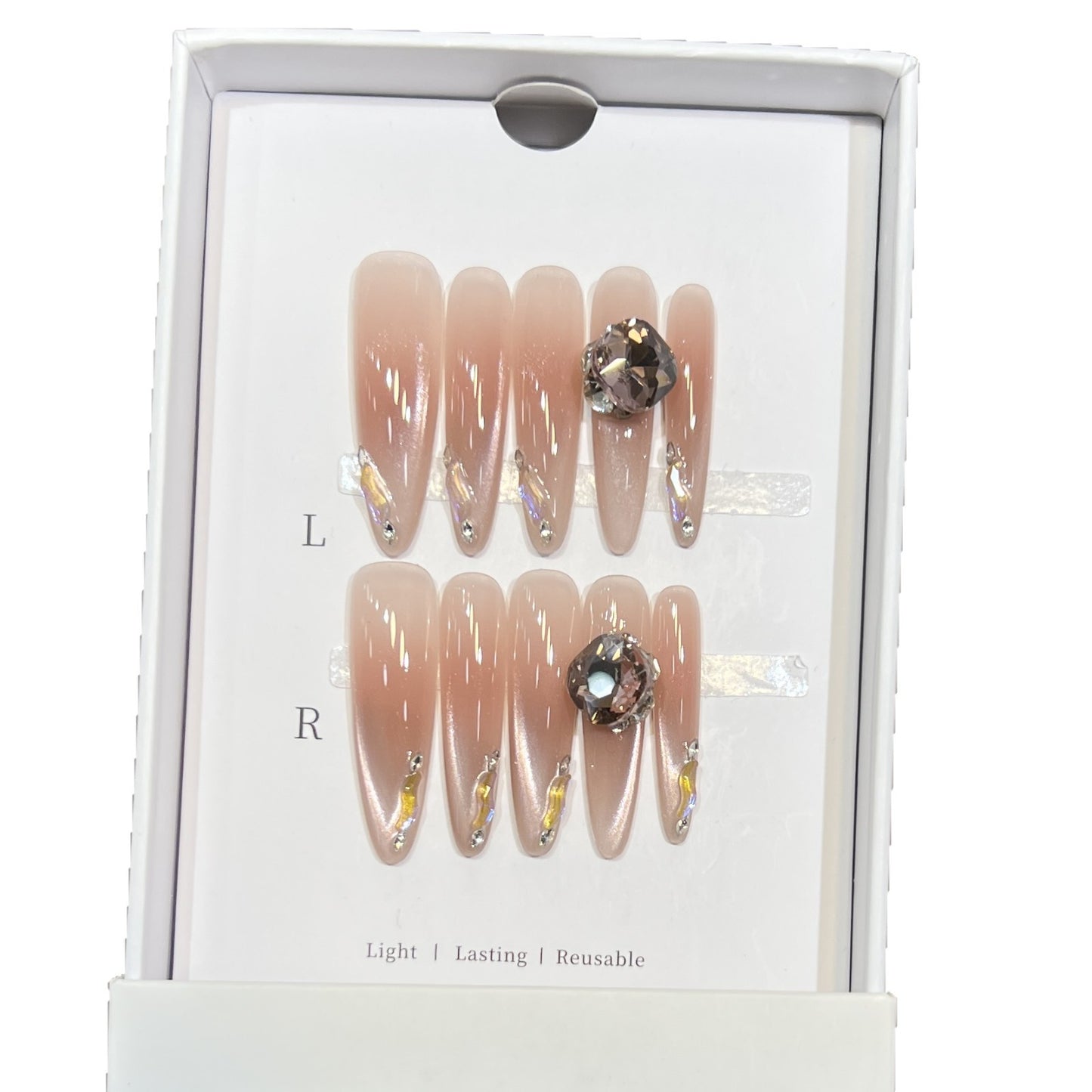 Wiederverwendbares Stiletto Nagelkunst Set mit eleganten Strassverzierungen Brehn