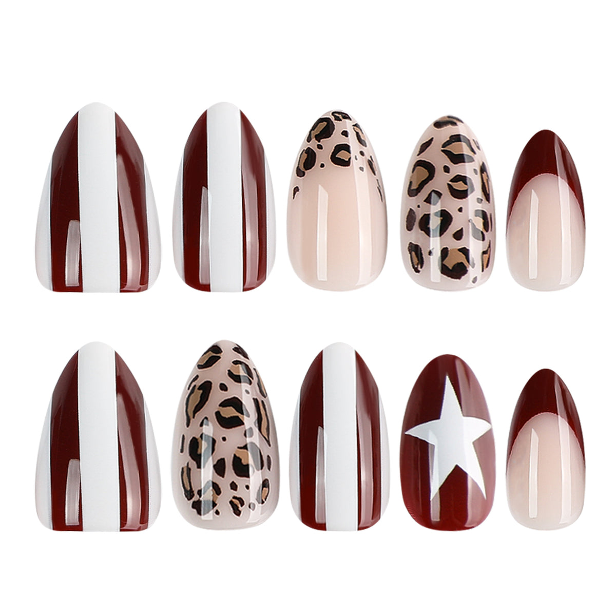Kunstvolle Stiletto-Nägel mit Leopardenmuster und eleganter Glitzerverzierung Brehn
