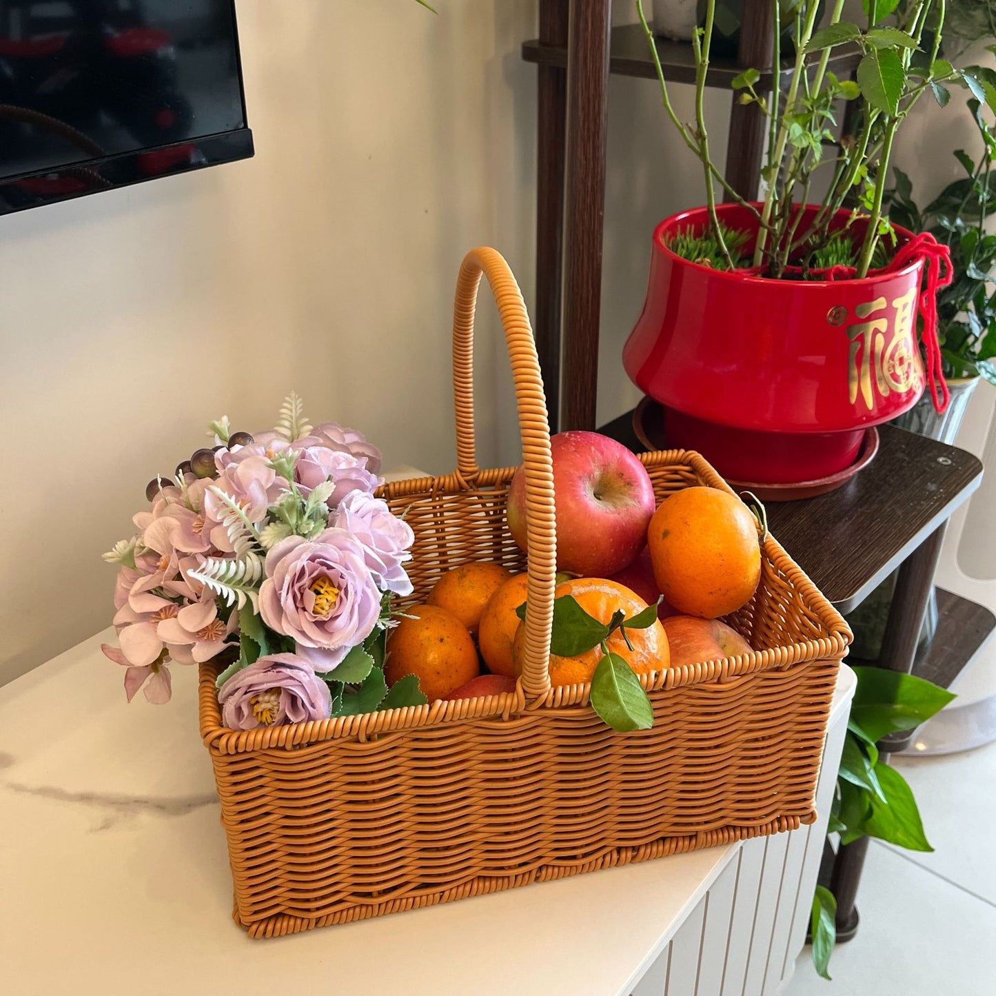 Damen Handgewebter Korb mit elegantem Griff Brehn