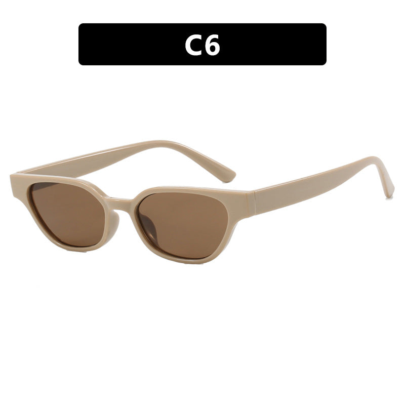 Damen modische Sonnenbrille mit geschwungenem Rahmen und braunen Gläsern Brehn