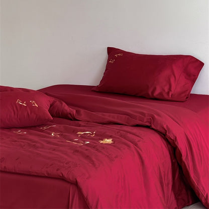 Baumwoll‑Satin Bettbezuggarnitur mit feiner Lotus‑Stickerei und seidig‑weichem Griff Brehn