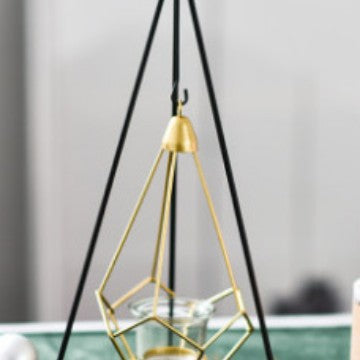 Dekoratives geometrisches hängendes Teelichthalter-Set mit Metallständern und Glasvotivhaltern Brehn