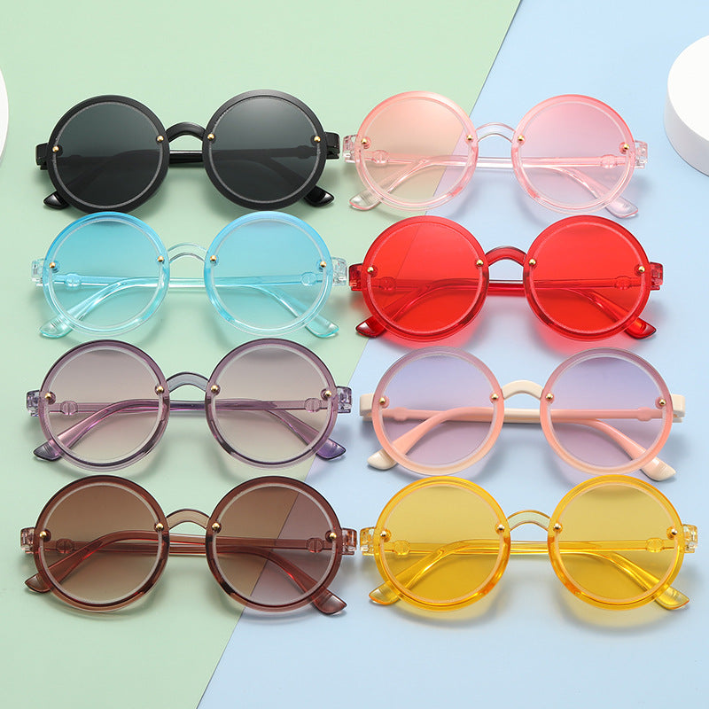 Damen Runde Sonnenbrille mit transparentem Rahmen Brehn