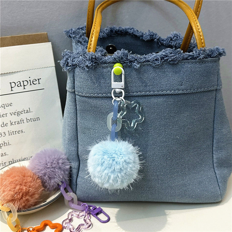 Niedlicher Flauschiger Pom-Pom Schlüsselanhänger Brehn
