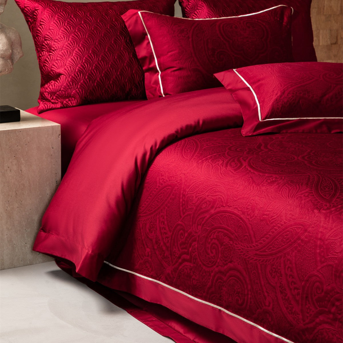 Luxuriöses gestepptes Paisley Jacquard Bettbezug Set