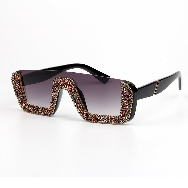 Damen elegante Glitzer-Sonnenbrille mit markantem Rahmen Brehn