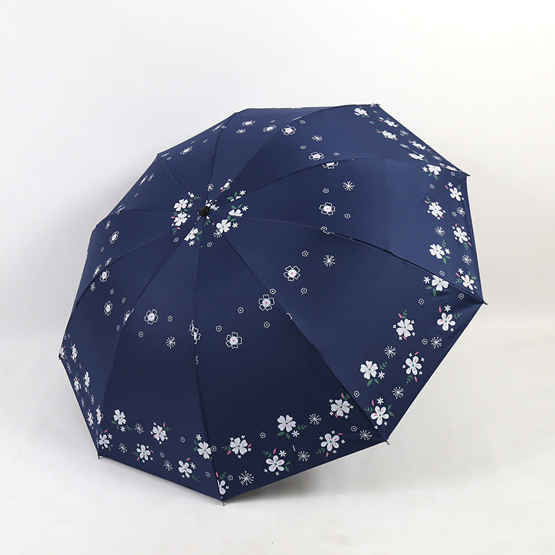 Damen Stilvoller Falt-Regenschirm mit floralen Motiven Brehn