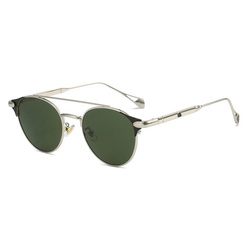 Damen runde Vintage-Sonnenbrille mit hochwertigem Metallrahmen und robustem Design Brehn