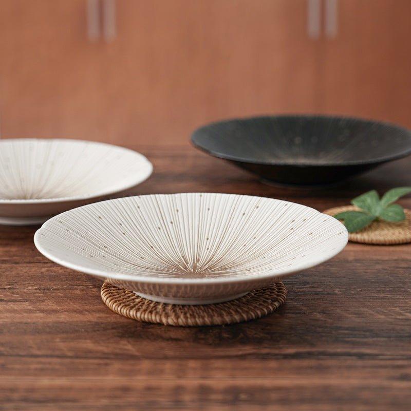 Handgefertigte japanische Mino Ware Keramische zerknitterte Teller | Brehn