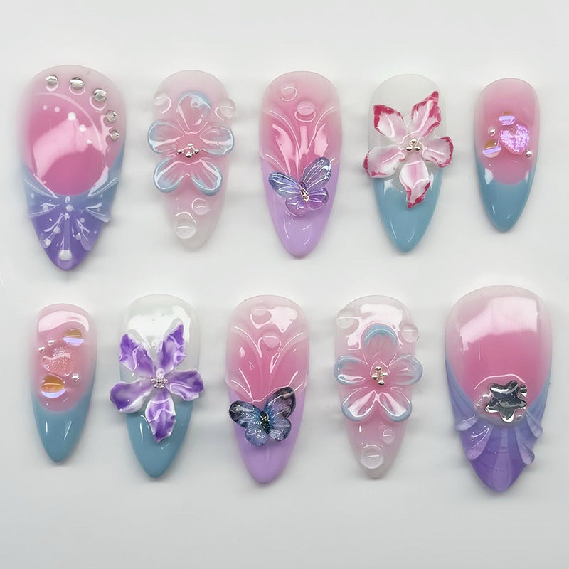 Premium Floral Design Press-On Nail Set Brehn