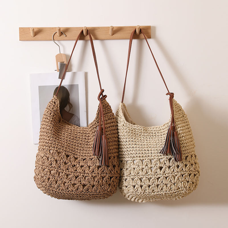 Damen Stilvolle Henkeltasche aus nachhaltigem Bastmaterial Brehn