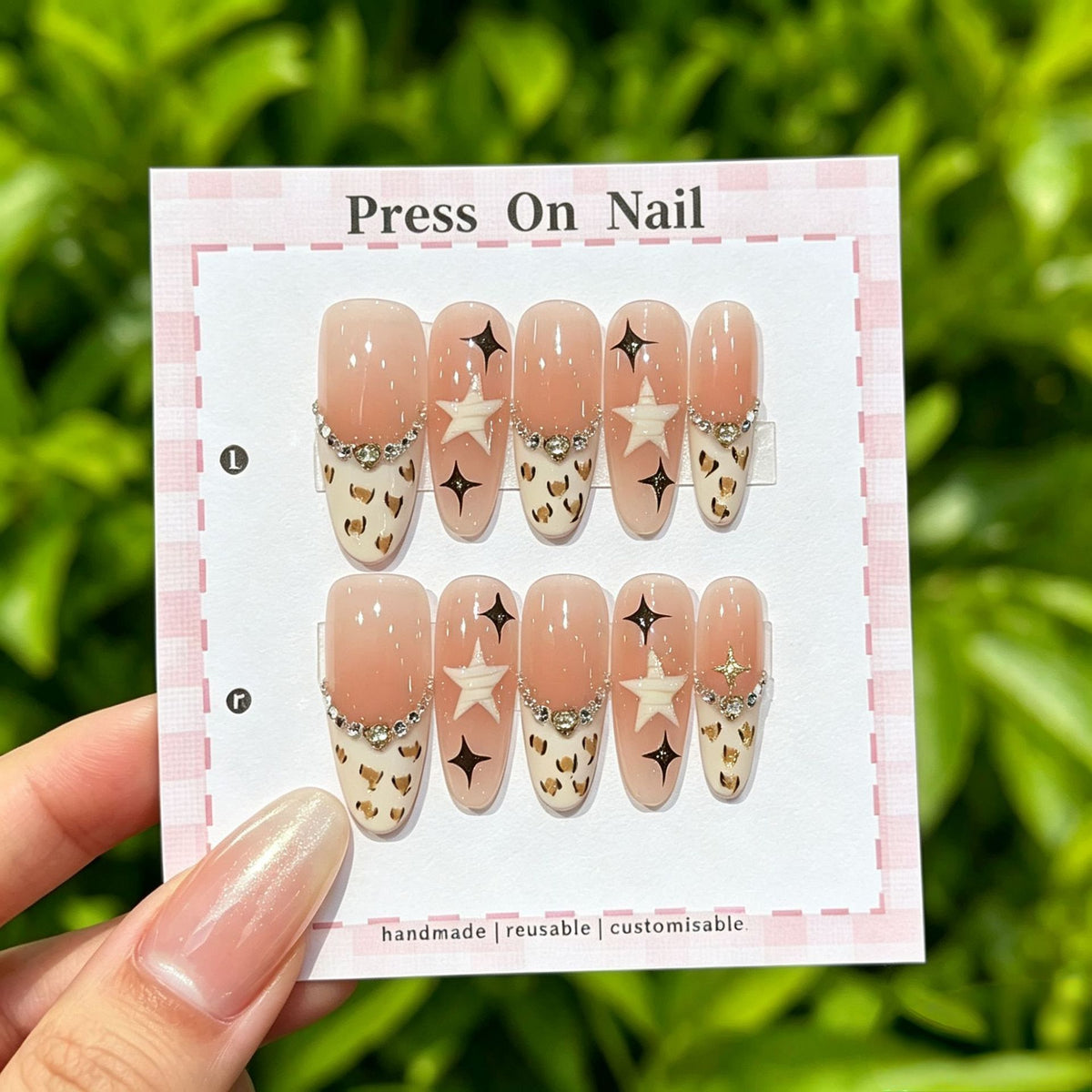 Anpassbare Glitter-Akzent Press-On Nägel