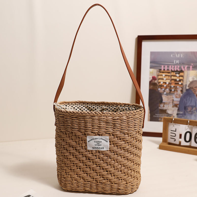 Damen Korbtasche mit elegantem Ledergriff Brehn