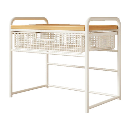 Zwei-Tier Metall- und Holzdruckerstand mit schiebbarer Mesh-Schublade und Unterregal-Speicher