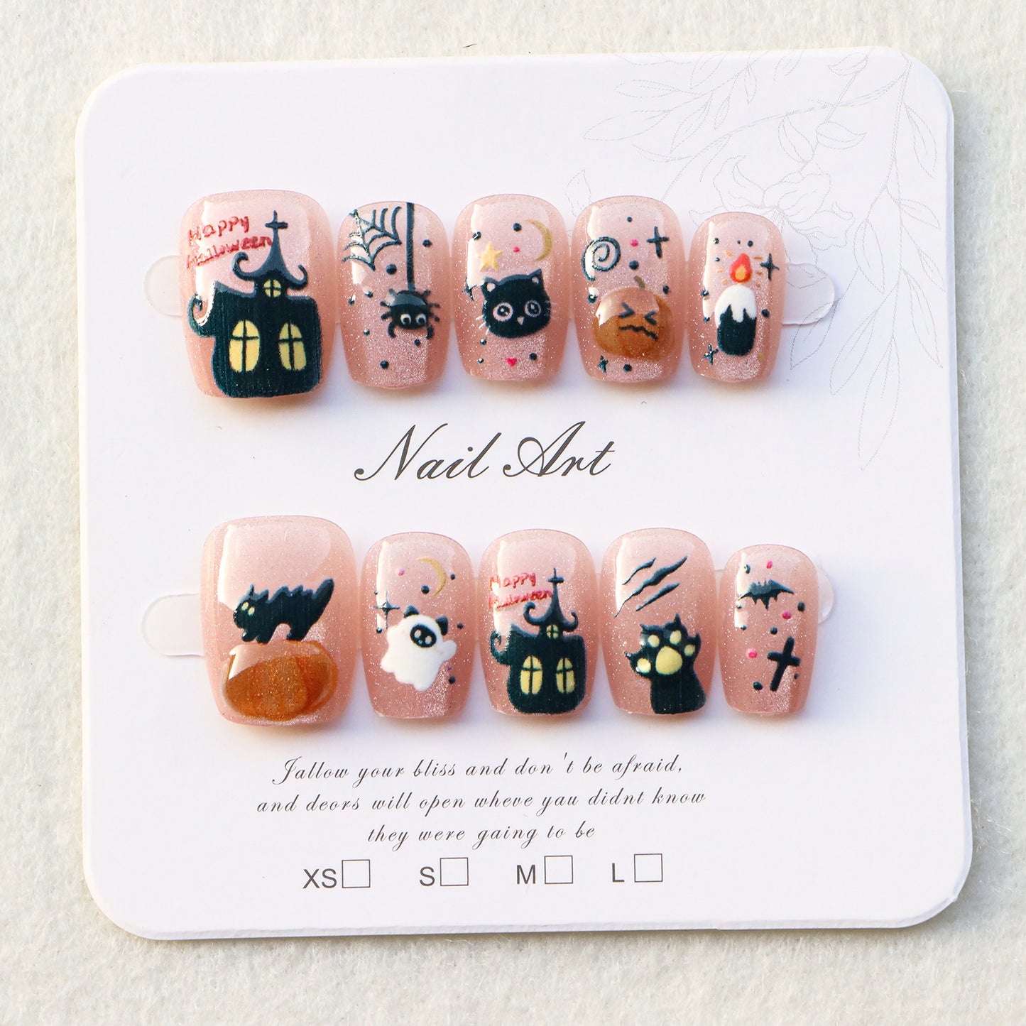 Kreatives, Halloween-Themen Press-On Nagelkunst Set Brehn