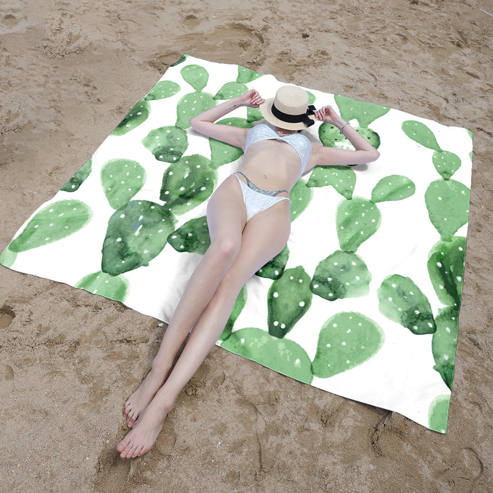 Stranddecke mit floralem Kaktusmuster Brehn