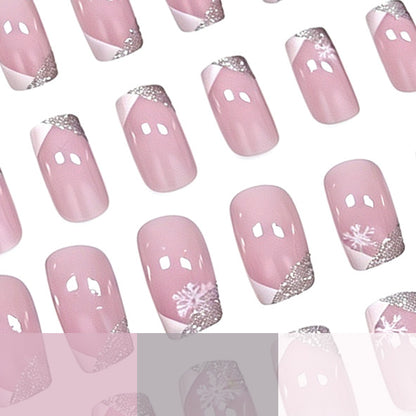 Elegante Schneeflocke Französische Spitze Nagelkunst Brehn