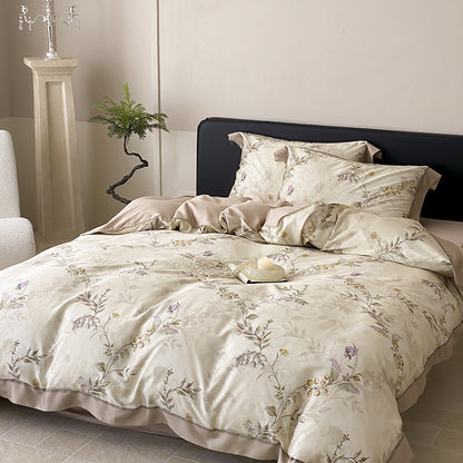Botanisches Baumwollsatin Bettbezugset mit luxuriösem Satinrand & wendem Design
