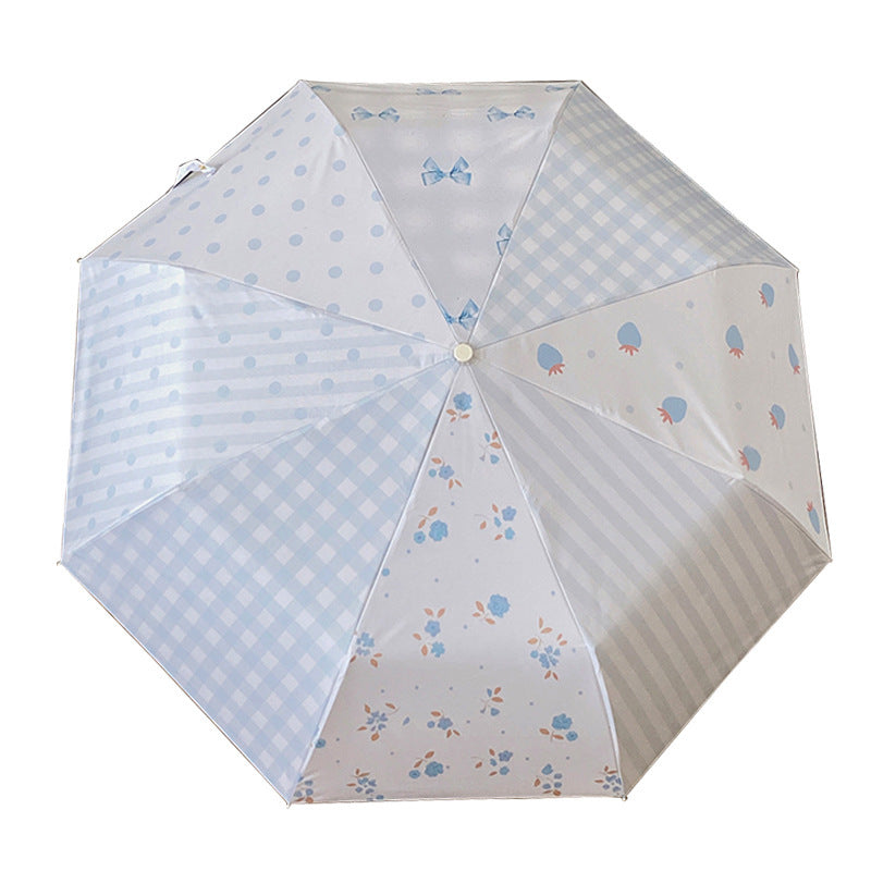 Damen eleganter kompakter Regenschirm mit Gingham-Muster Brehn