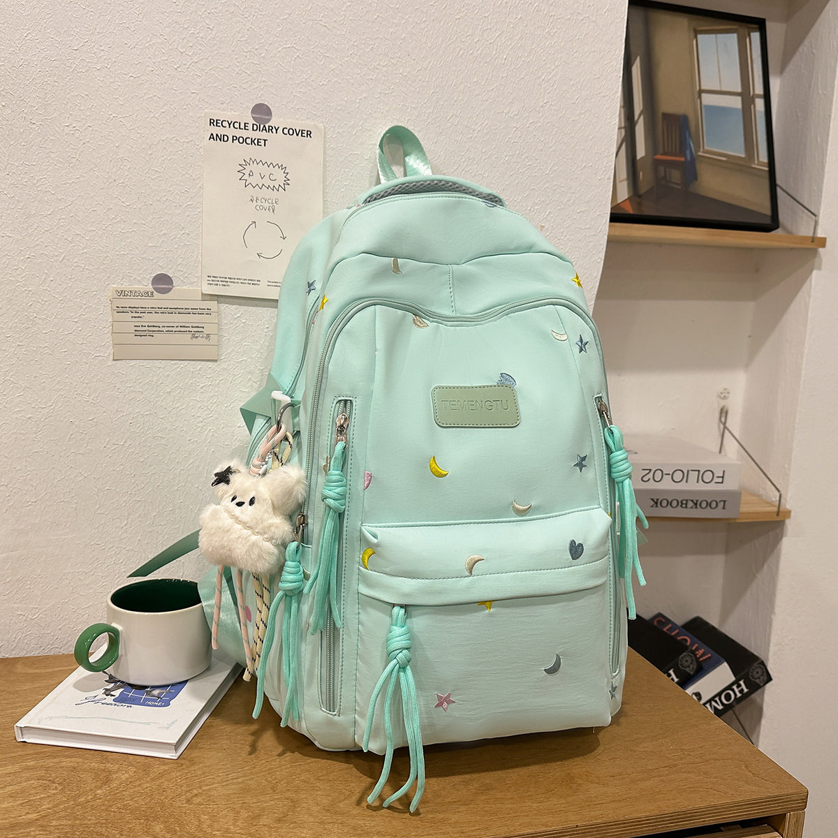 Stylischer Bestickter täglicher Rucksack Brehn