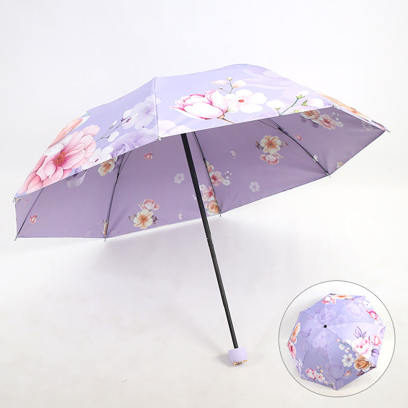 Damen eleganter Falt-Regenschirm mit floralen Motiven Brehn