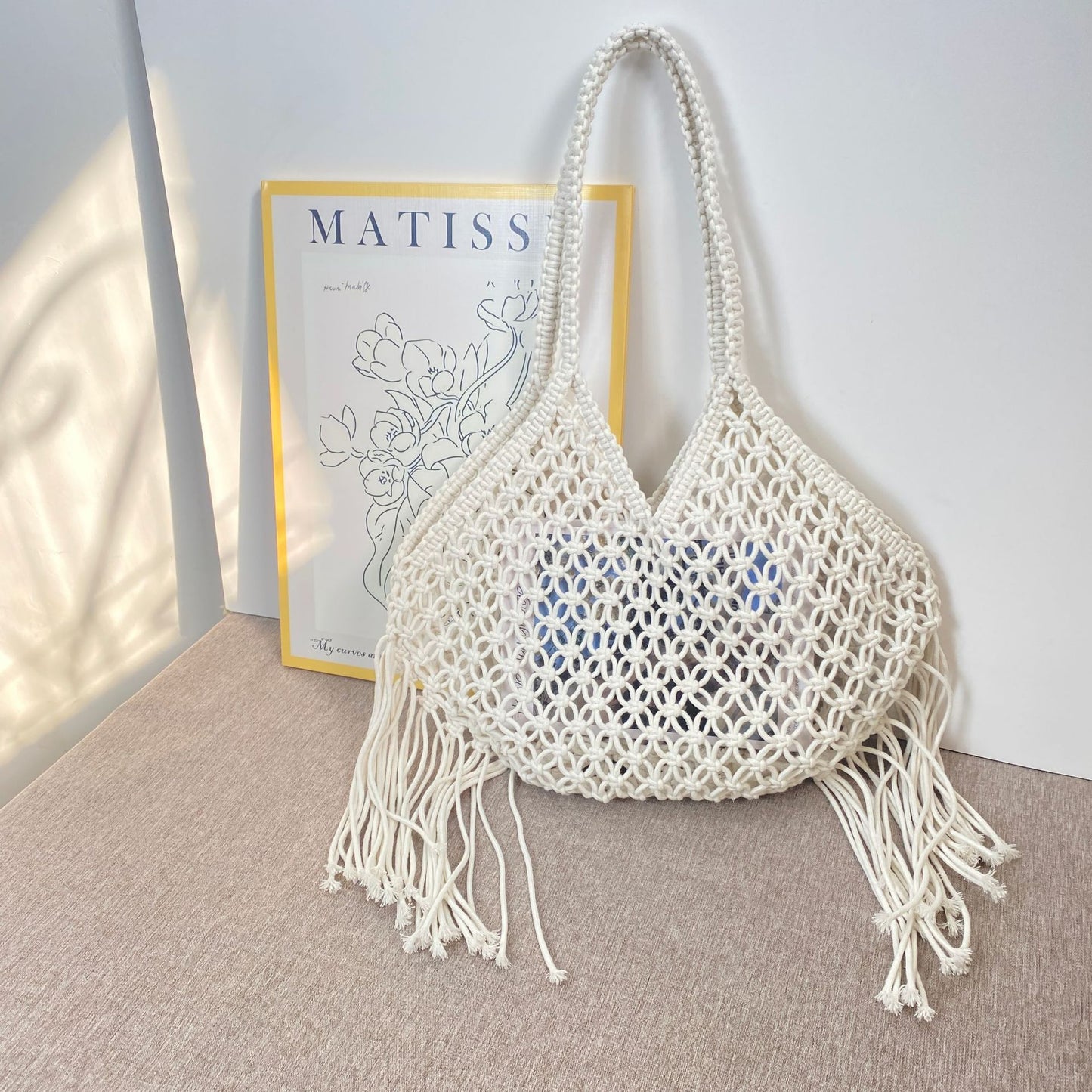 Makramee Schultertasche mit Fransen Brehn