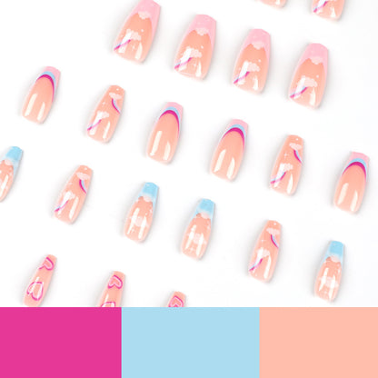 Künstliche Nagelkunst mit Regenbogen-Design Brehn