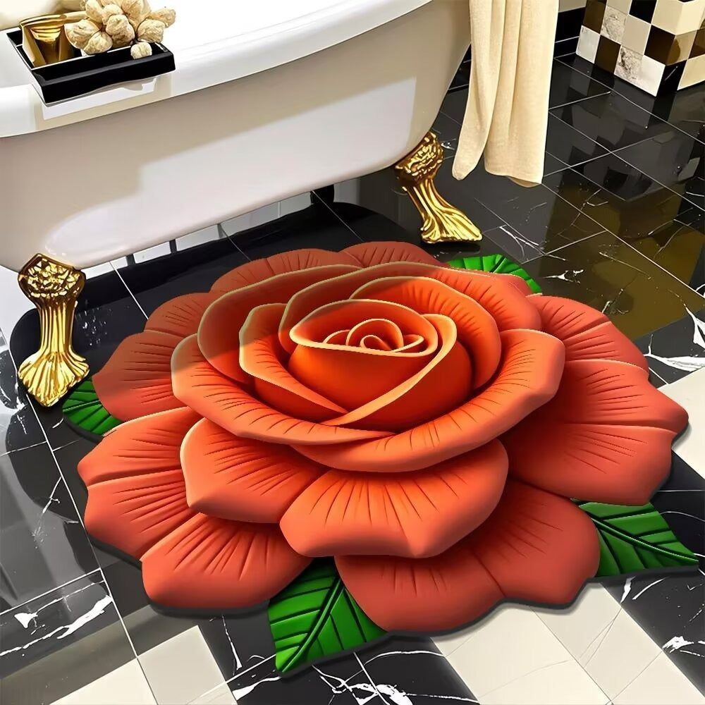 3D Blumen Design Badmatte