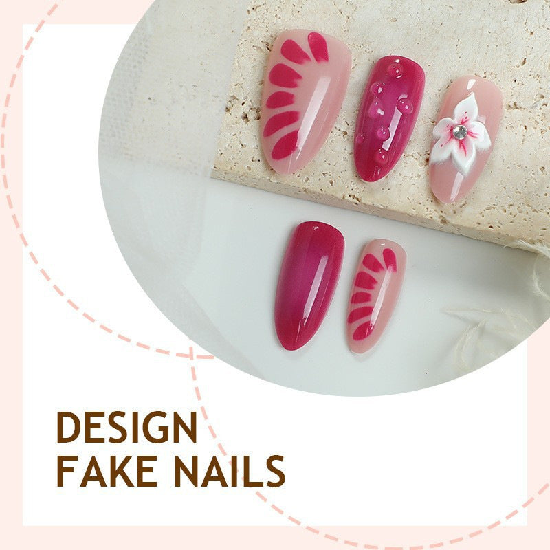 Floral Art Press-On Nagelset mit 3D Akzenten Brehn