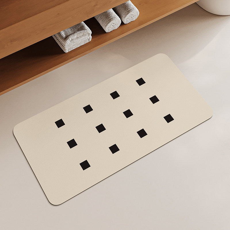 Non-Slip Memory Foam Bathroom Rug Set with Geometric Square Cutout Pattern