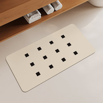 Non-Slip Memory Foam Bathroom Rug Set with Geometric Square Cutout Pattern