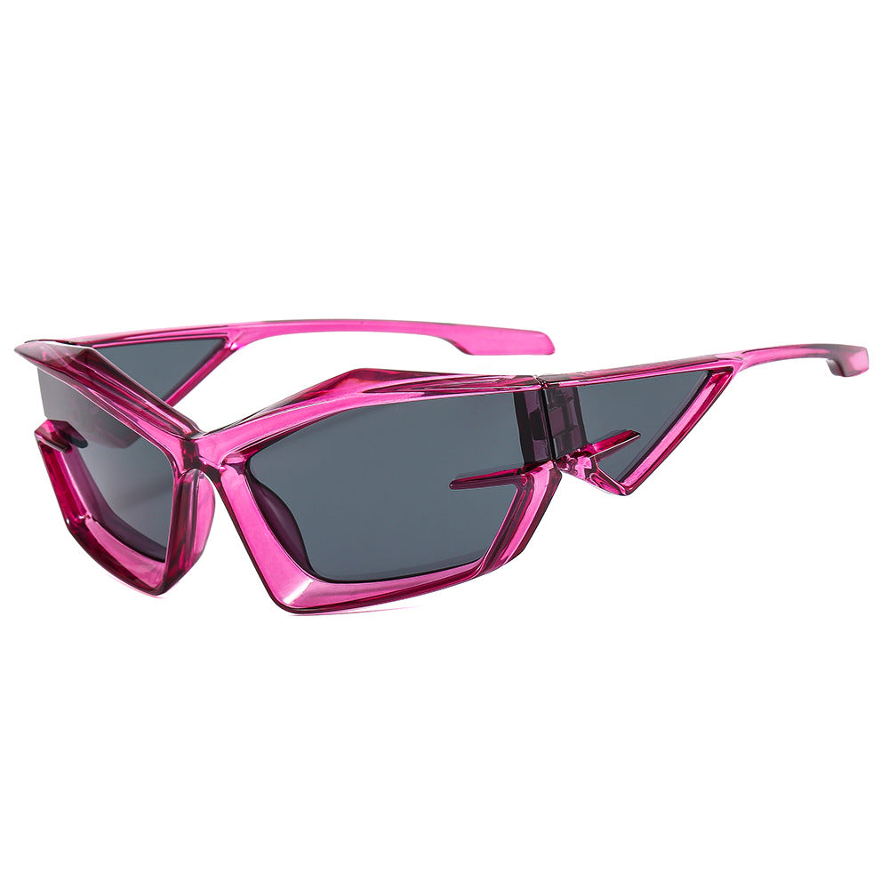 Damen futuristische Sonnenbrille mit einzigartigem Polygon-Design Brehn