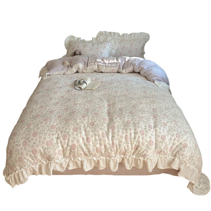 Plüsch Rüschen Gänseblümchen Fleece Bettdecke mit Box-Quilt Konstruktion