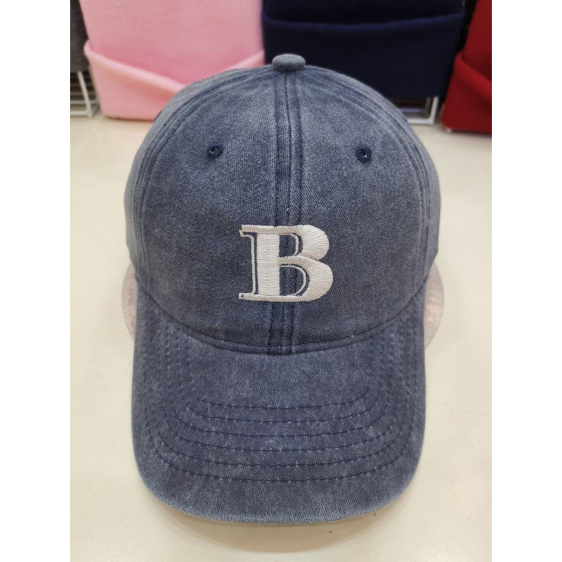 Damen Distressed Baumwoll-Baseballcap mit Buchstabenstickerei Brehn