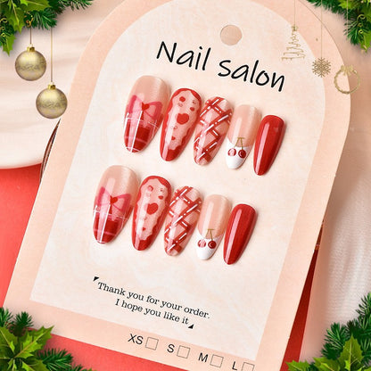 Kunstnagelset mit verspielten Herz- und Kirschmotiven Brehn