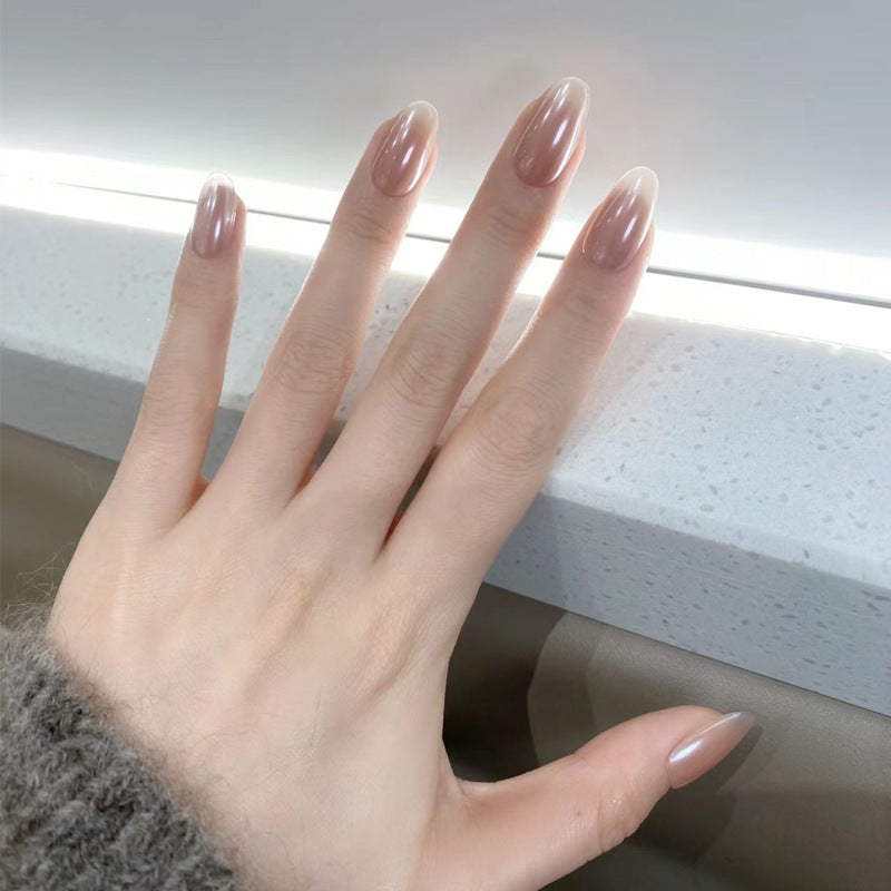 Glossy Mandel-förmiger Press-On Nagel Set Brehn