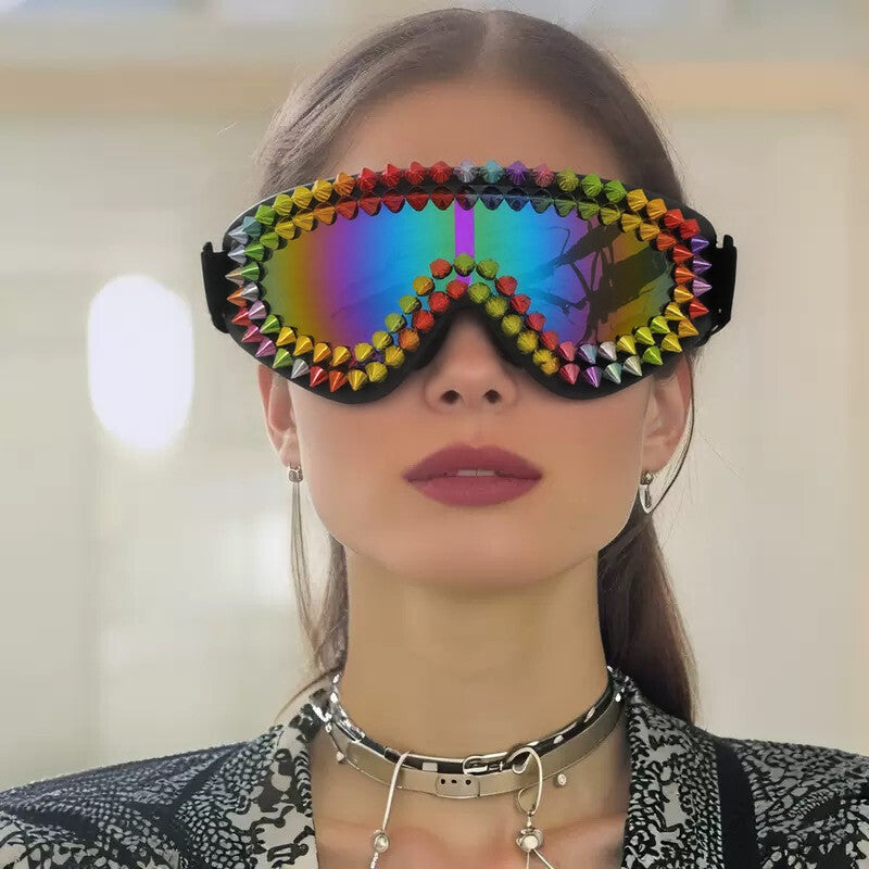 Damen extravagante Skibrille mit bunten Nieten Brehn