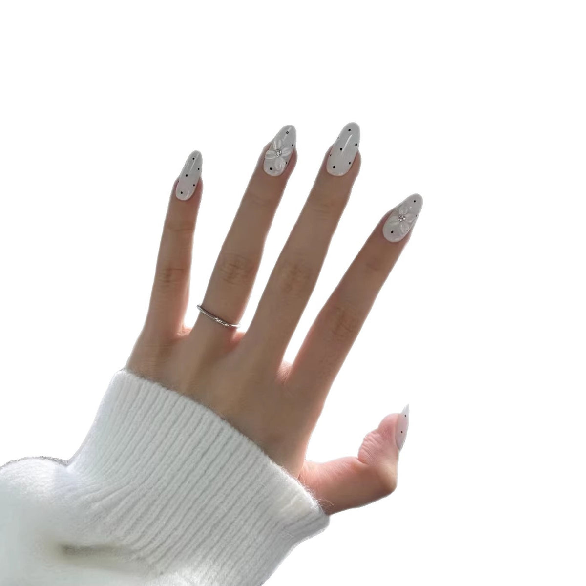 Dekoratives Press-On Nagelkunstset mit einzigartigen 3D-Elementen