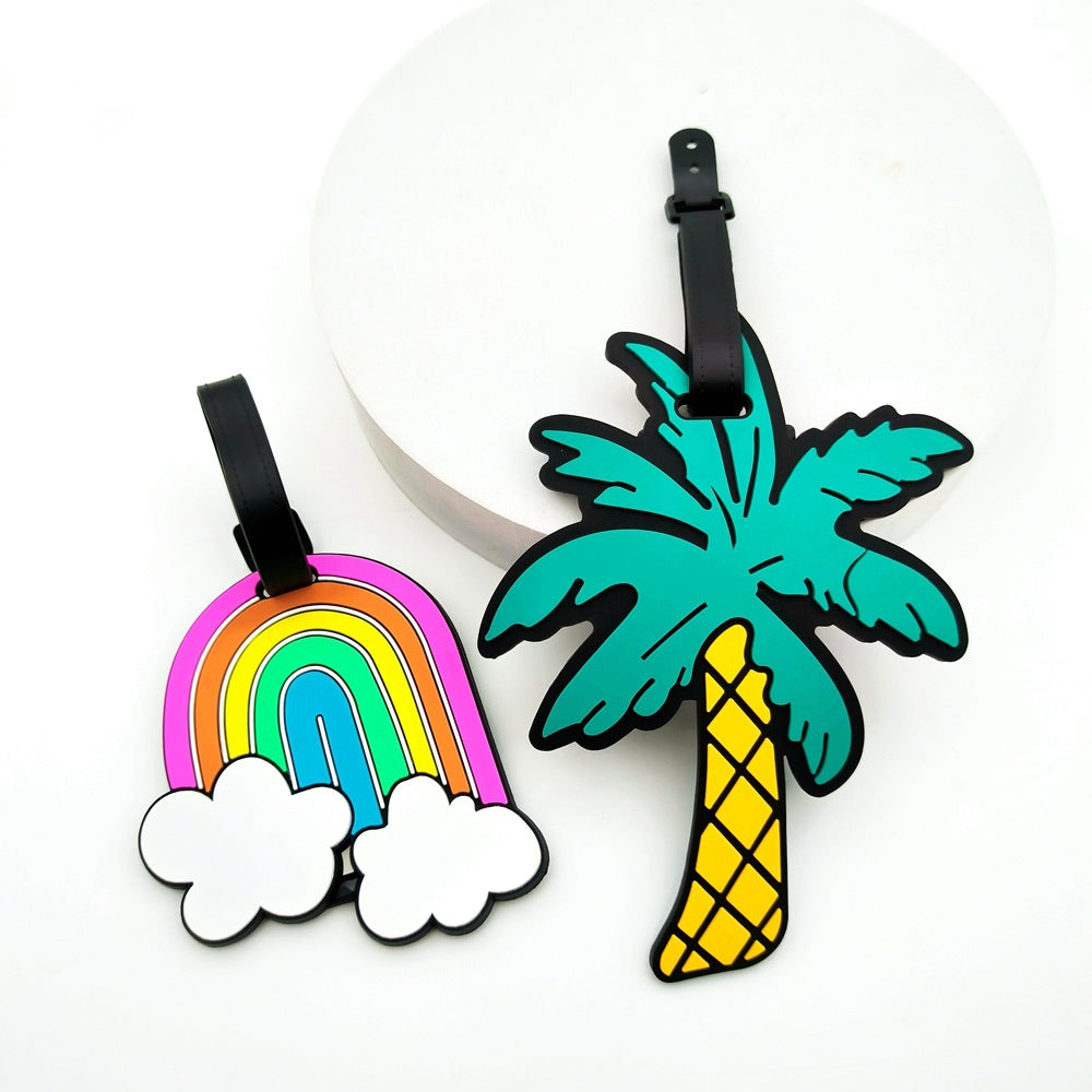 Silikon-Regenbogen-förmiger Gepäckanhänger mit verstellbarem Schnallenriemen weicher PVC-Reise-ID-Anhänger Brehn