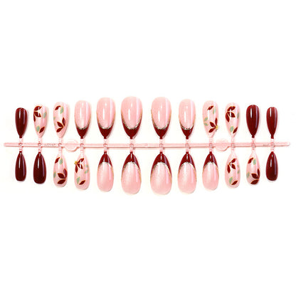 Elegante Press-On-Nagel-Set mit Floralart Brehn