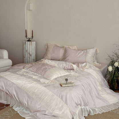 Rüsch Satin-Trim Jacquard Bettwäsche Set