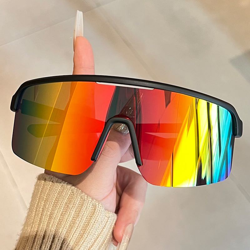 Unisex nan sportliche Shield-Sonnenbrille mit durchgehendem Visierglas und rutschfesten Nasenpads Brehn