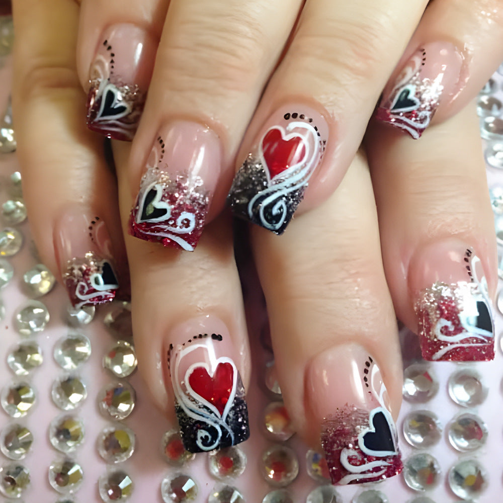 Herz-verzierte glamouröse Nagelkunst-Set Brehn