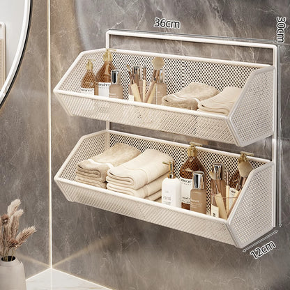 Wandmontierter Mesh-Badezimmer-Organizer-Regal