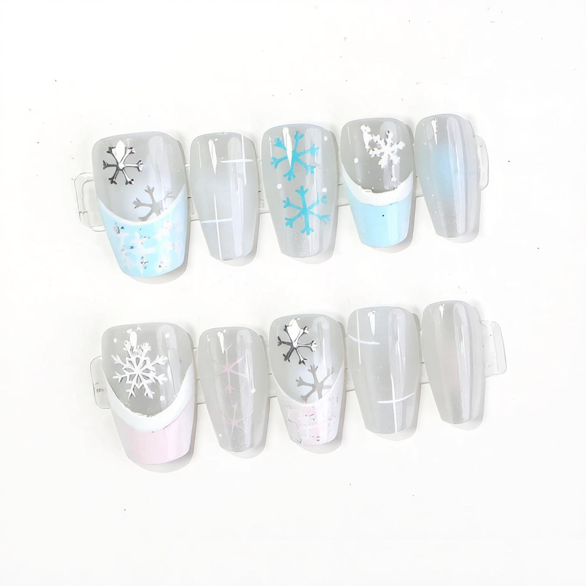 Elegantes Schneeflocken-Design Press-On-Nagelset Brehn